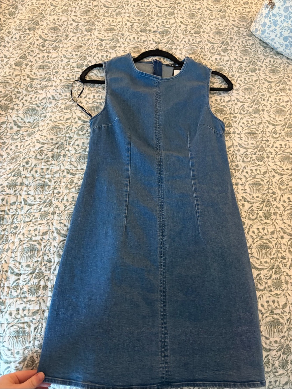 Blue Blush Sleeveless Denim Mini Dress in Medium Blue